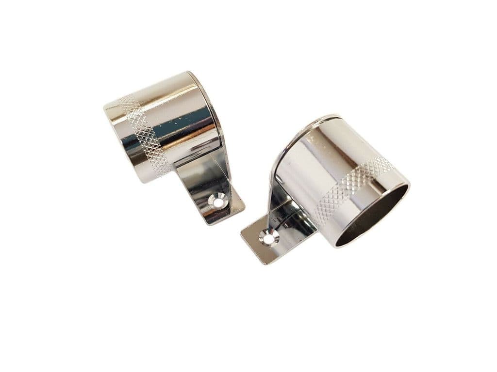 2 Chrome Cranked Curtain Rod Recess Brackets 25mm Pole Support Brackets